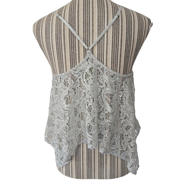 Free People Intimately Women Sequin Lace Floral Cami Tank Top Size SP - Picture 5 of 11